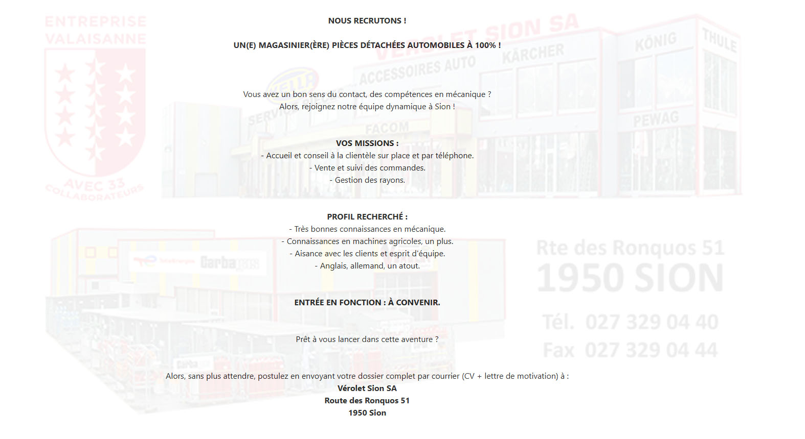 Offre d'emploi Verolet